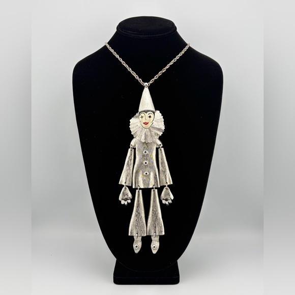 Polcini Jewelry - CAROL CHANNING POLCINI PIERROT PENDANT NECKLACE VINTAGE DANCING CLOWN